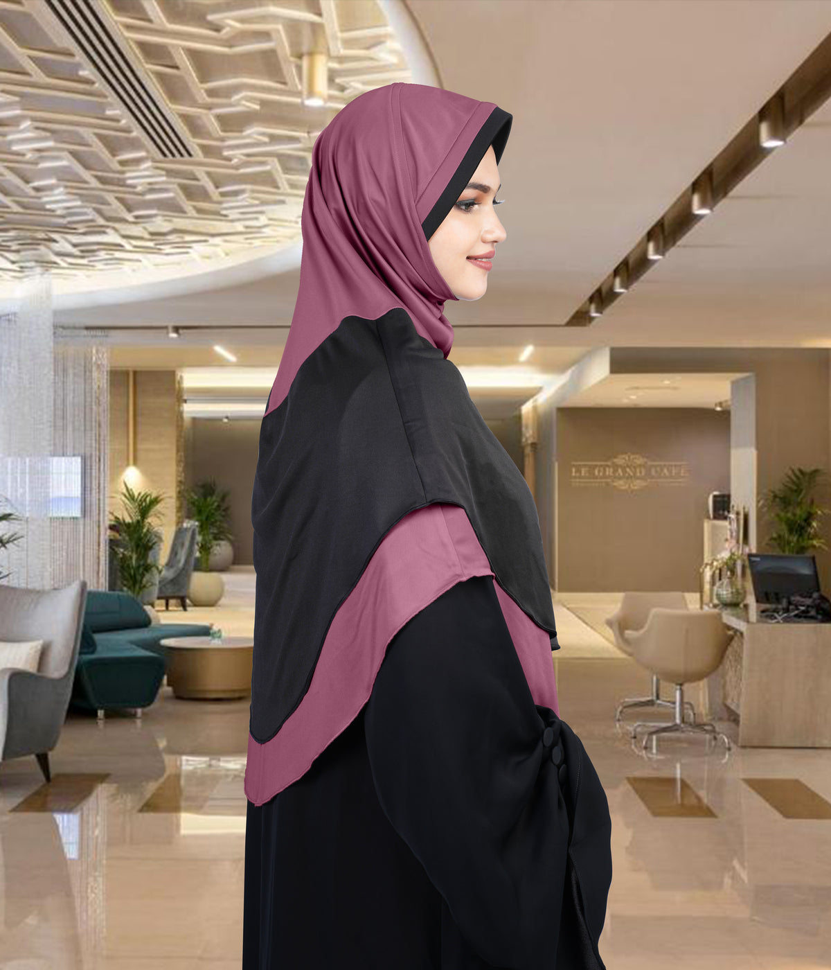 Mehar Dual-Tone Layered Elegance-Coverage-Comfort Razia Hijab