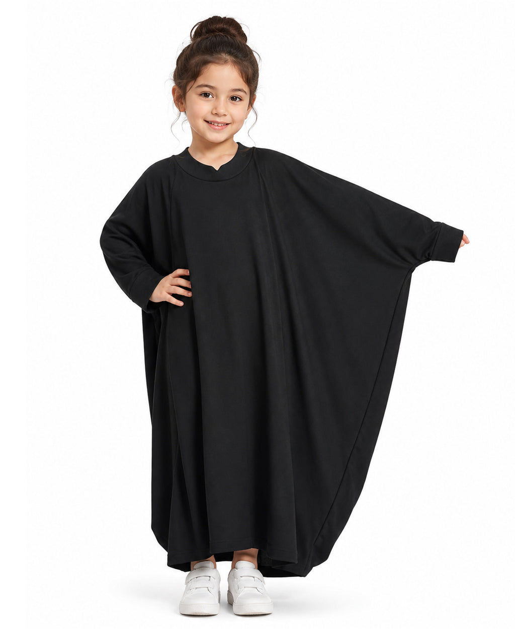 Little Mehariya Kids Lycra Abaya for Girls – Modest Batwing Sleeve Dress