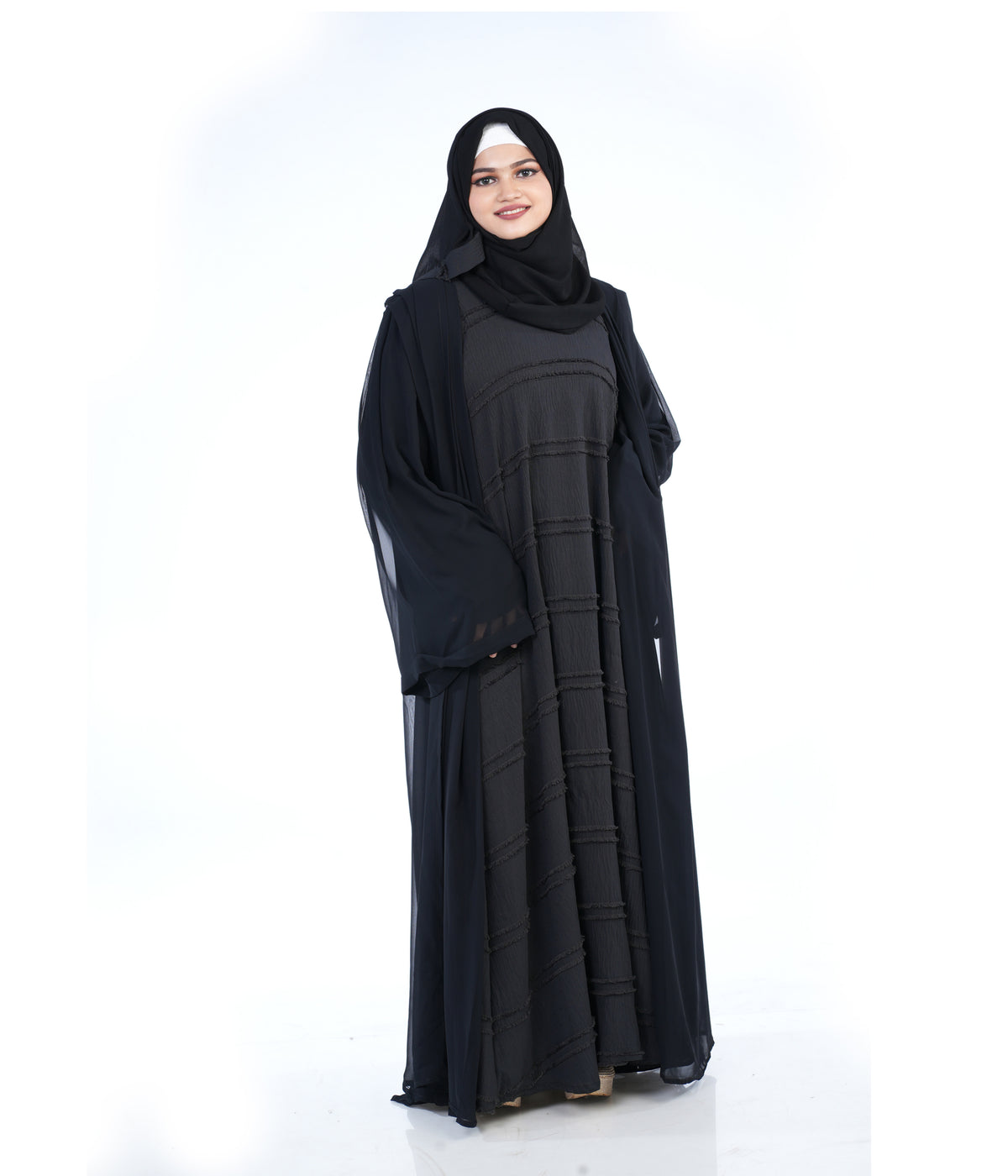 Mehar Stylish Premium Zaina Over coat Abaya 3 Pice set