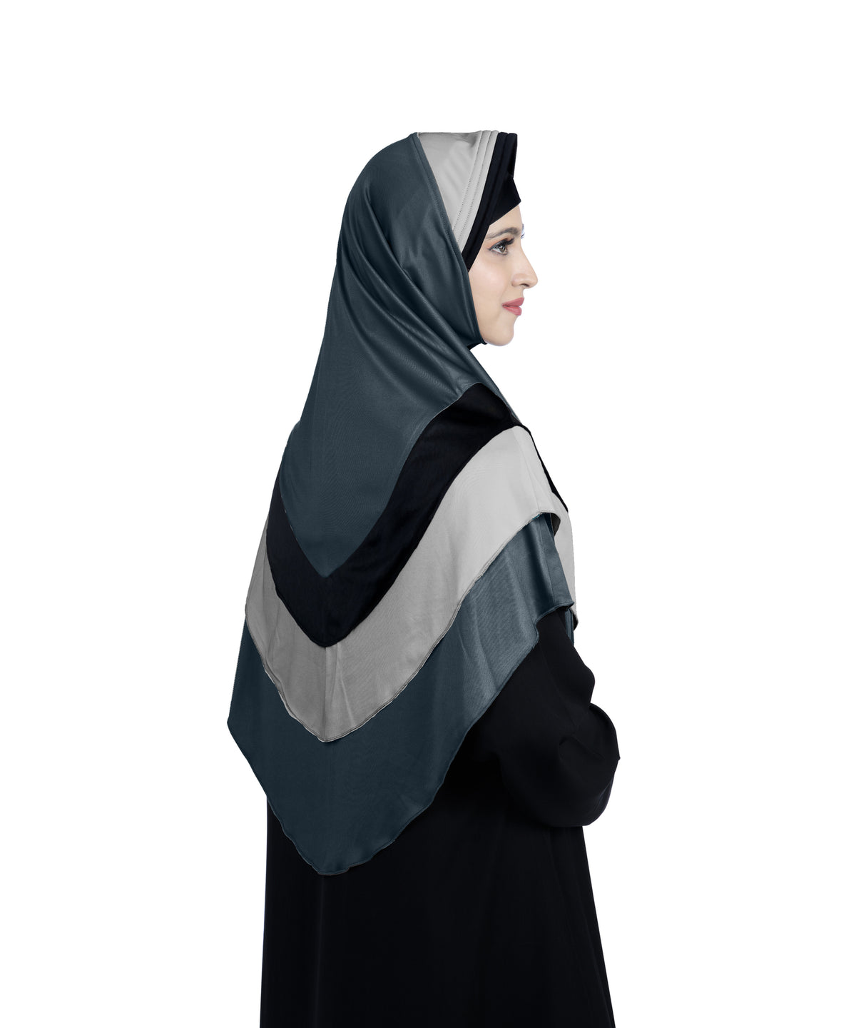Dilsha Tri-Color Layered Hijab Elegant Modest Wear Soft Fabric Hijab