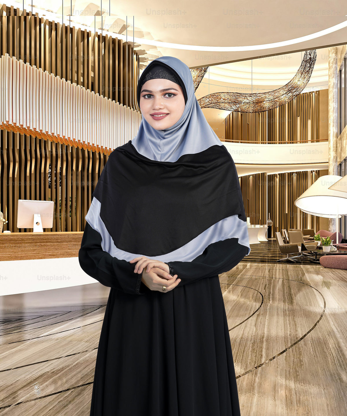 Mehar Dual-Tone Layered Elegance-Coverage-Comfort Razia Hijab