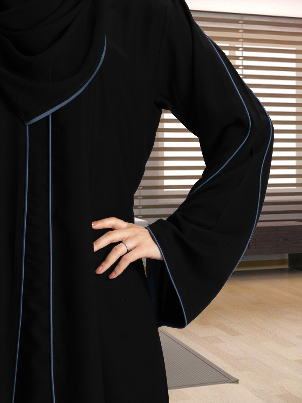 Women's Stylish Designer Aain Abaya Black - Red