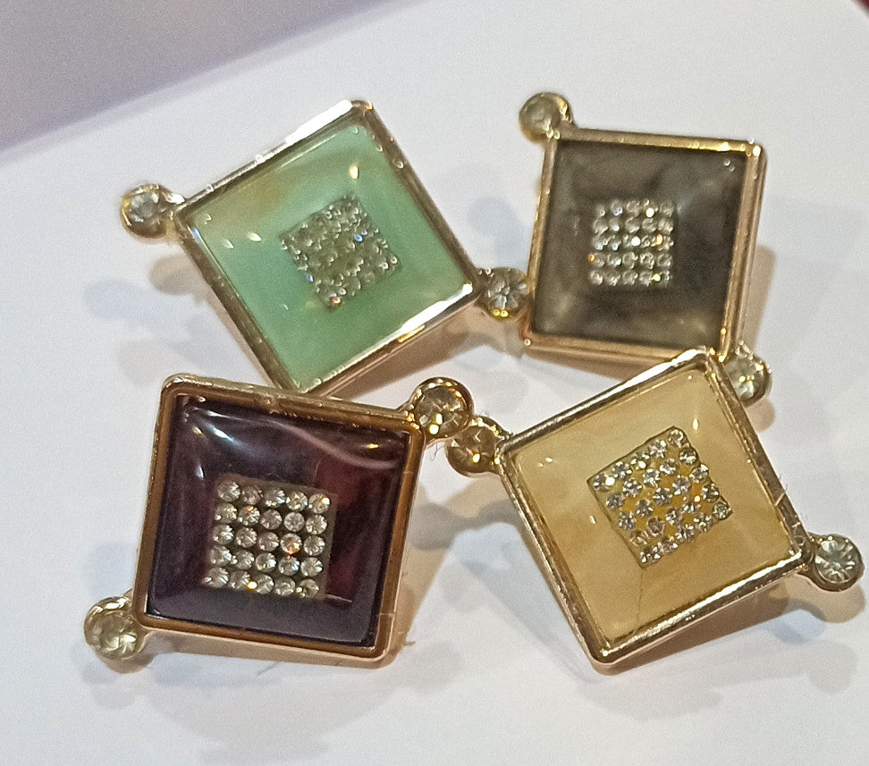 4 Pcs Hijab Pins Squire designed Buttons, Strong Hijab Pins for Women Brooch