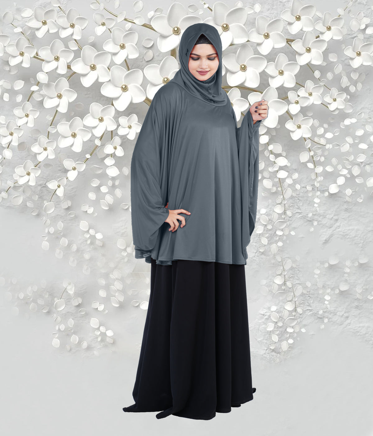 Women's Stylish Soft Rich Polyester Fabric Hanana Sleeve Hijab F Size