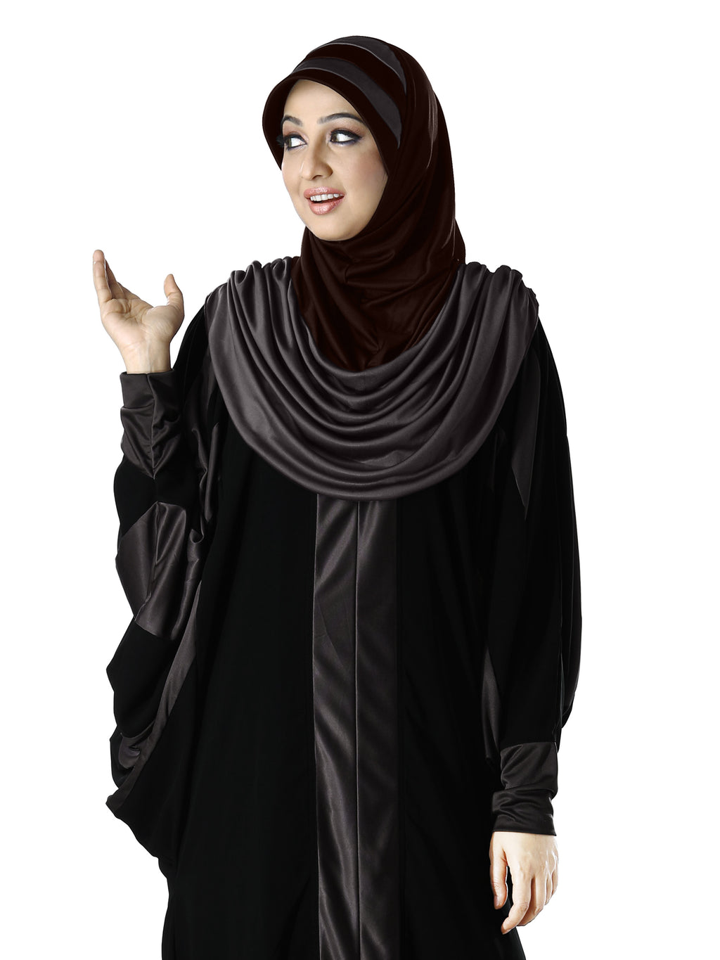 WOMEN'S STYLISH DUAL TONE AFEEFA HIJAB BLACK AND GREY