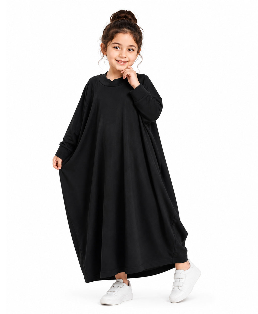 Little Mehariya Kids Lycra Abaya for Girls – Modest Batwing Sleeve Dress