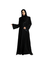 Women's Stylish Designer Aain Abaya Black - Red