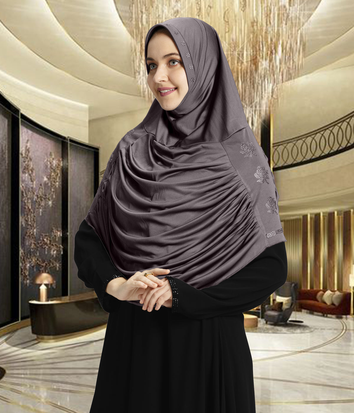 Mehar Hijab Aasimah Hijab in Formal Grey