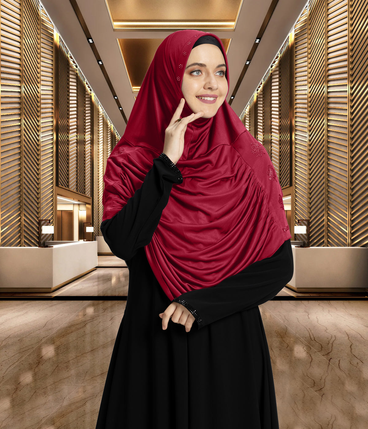 Mehar Hijab Aasimah Hijab in Maroon