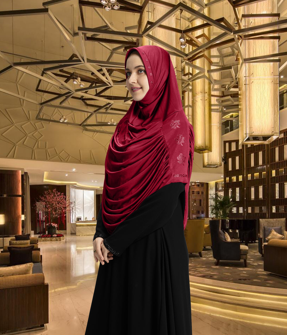 Mehar Hijab Aasimah Hijab in Maroon