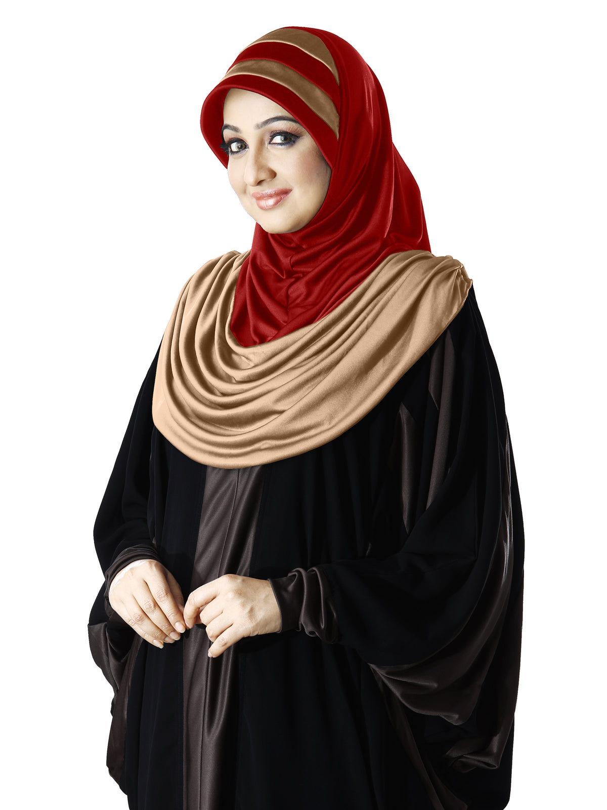 WOMEN'S STYLISH DUAL TONE AFEEFA HIJAB BLACK AND GREY