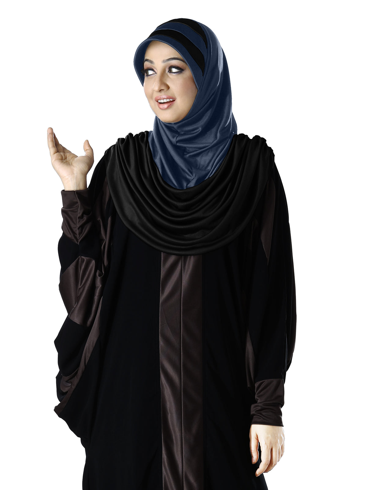 WOMEN'S STYLISH DUAL TONE AFEEFA HIJAB BLACK AND GREY