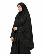 MEHAR Fathima Salafi Printed Hijab for Women – Black Dotted Full Coverage Modest Hijab