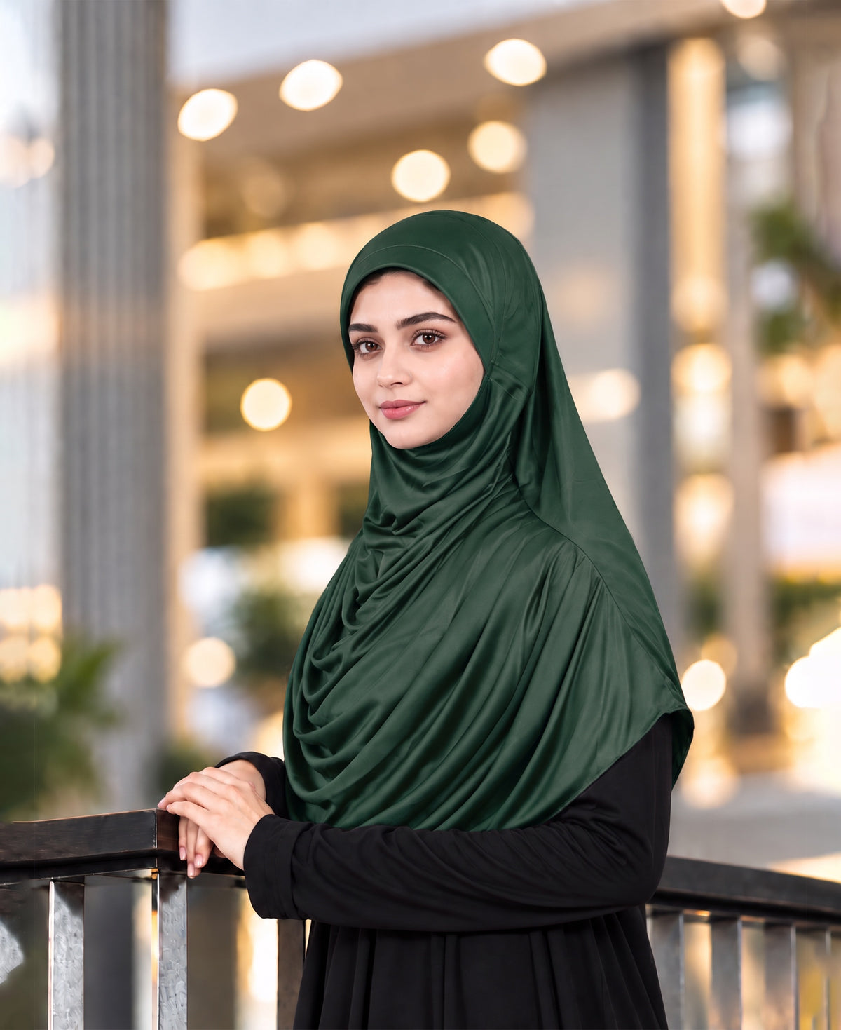 MEHAR HIJAB Faeezah ready-to-wear hijab in Bottle Green