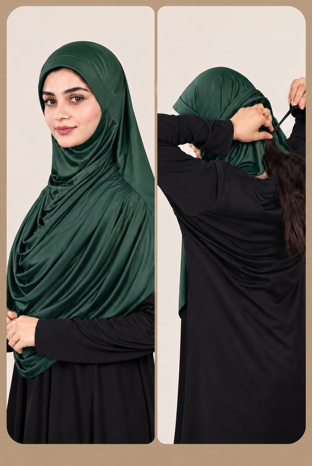 MEHAR HIJAB Faeezah ready-to-wear hijab in Bottle Green