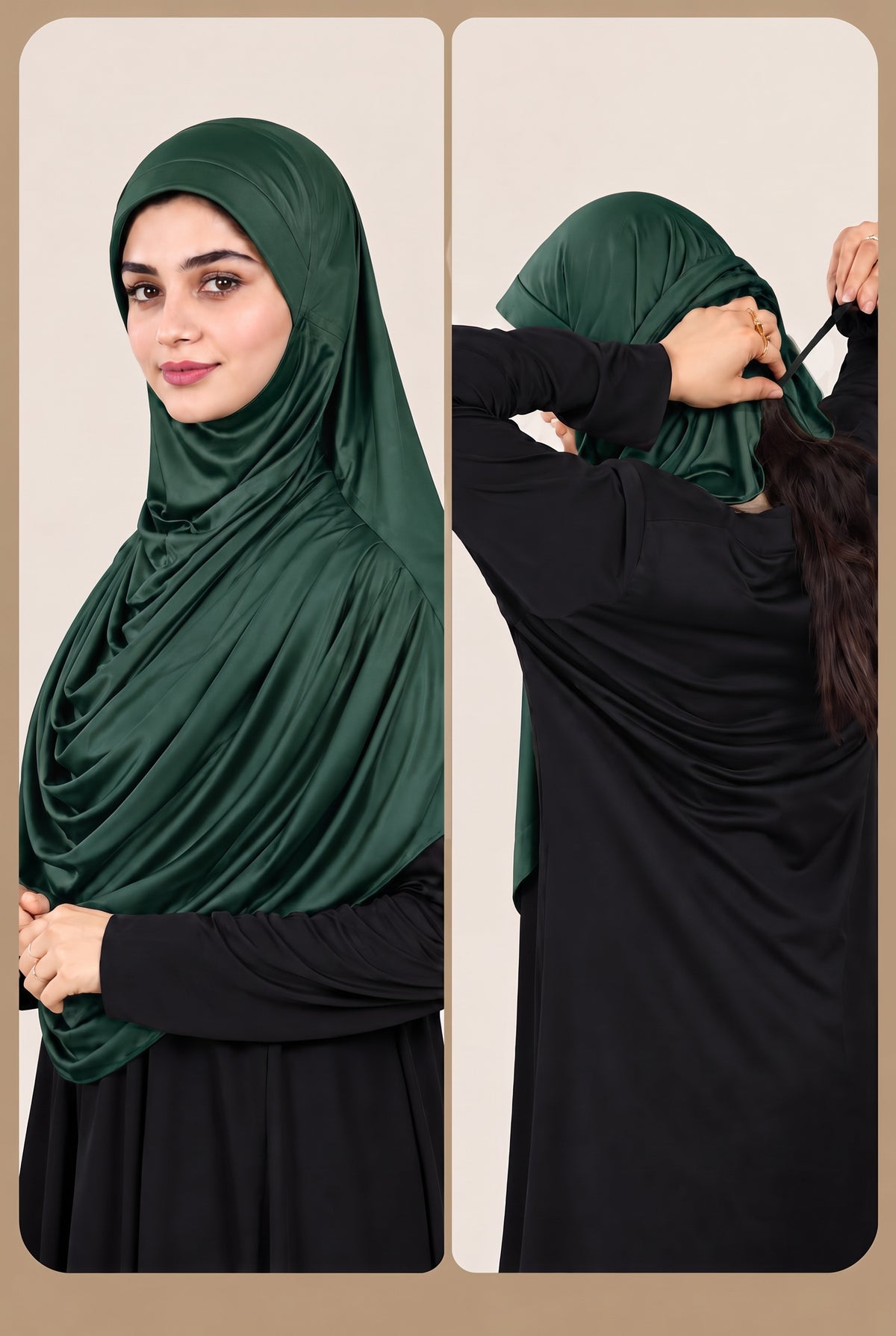 MEHAR HIJAB Faeezah ready-to-wear hijab in Bottle Green