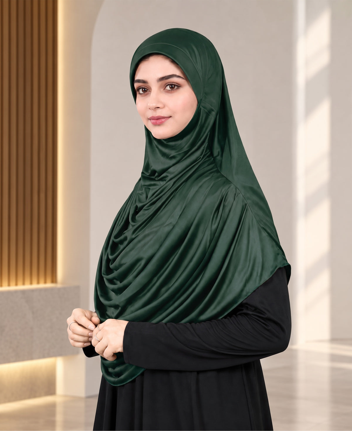 MEHAR HIJAB Faeezah ready-to-wear hijab in Bottle Green