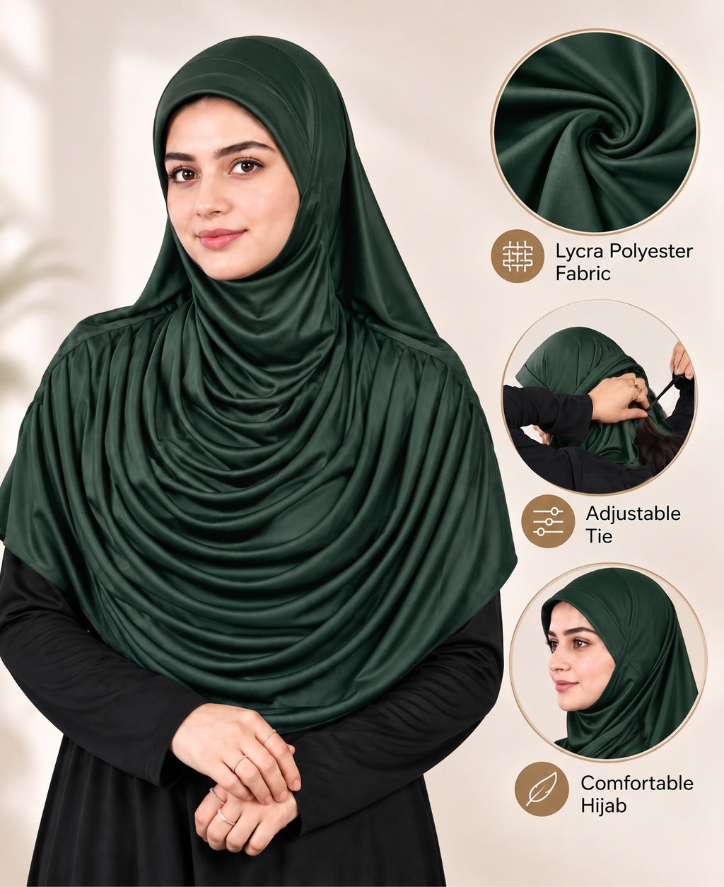 MEHAR HIJAB Faeezah ready-to-wear hijab in Bottle Green