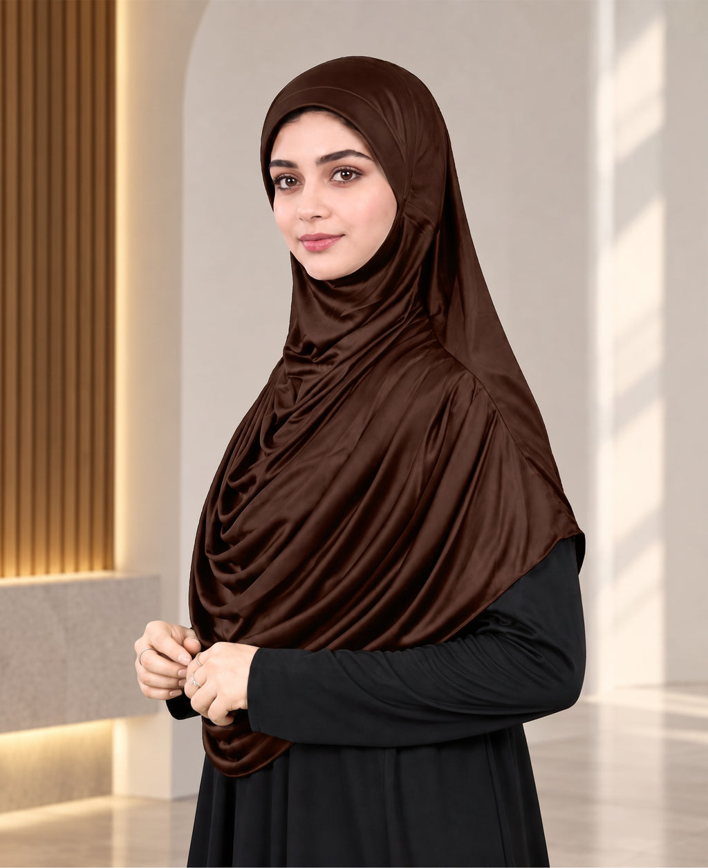 MEHAR HIJAB Faeezah Hijab in Chocolate - full length