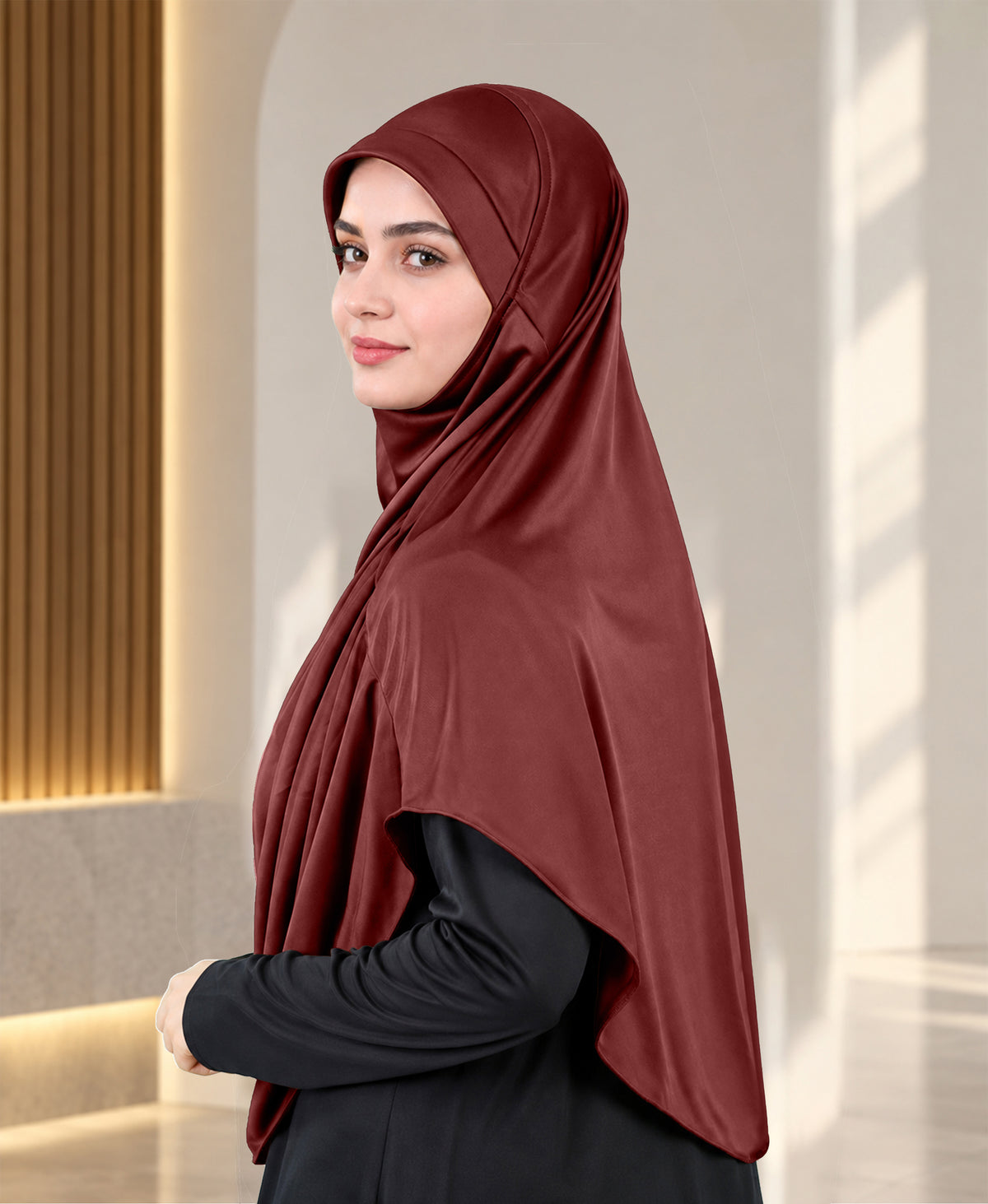 MEHAR Faeezah Hijab New & Improved for Women - Black / Dark Maroon / Maroon / Wine / Wild Berry