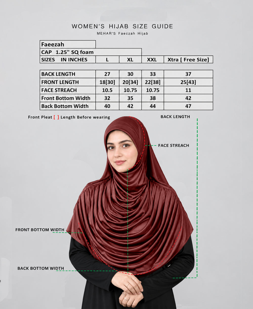 MEHAR Faeezah Hijab New & Improved for Women - Black / Dark Maroon / Maroon / Wine / Wild Berry