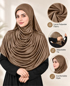 MEHAR Faeezah Hijab New & Improved for Women - Chocolate / Dark Wheat / Cocco / Wheat / Oyster Grey