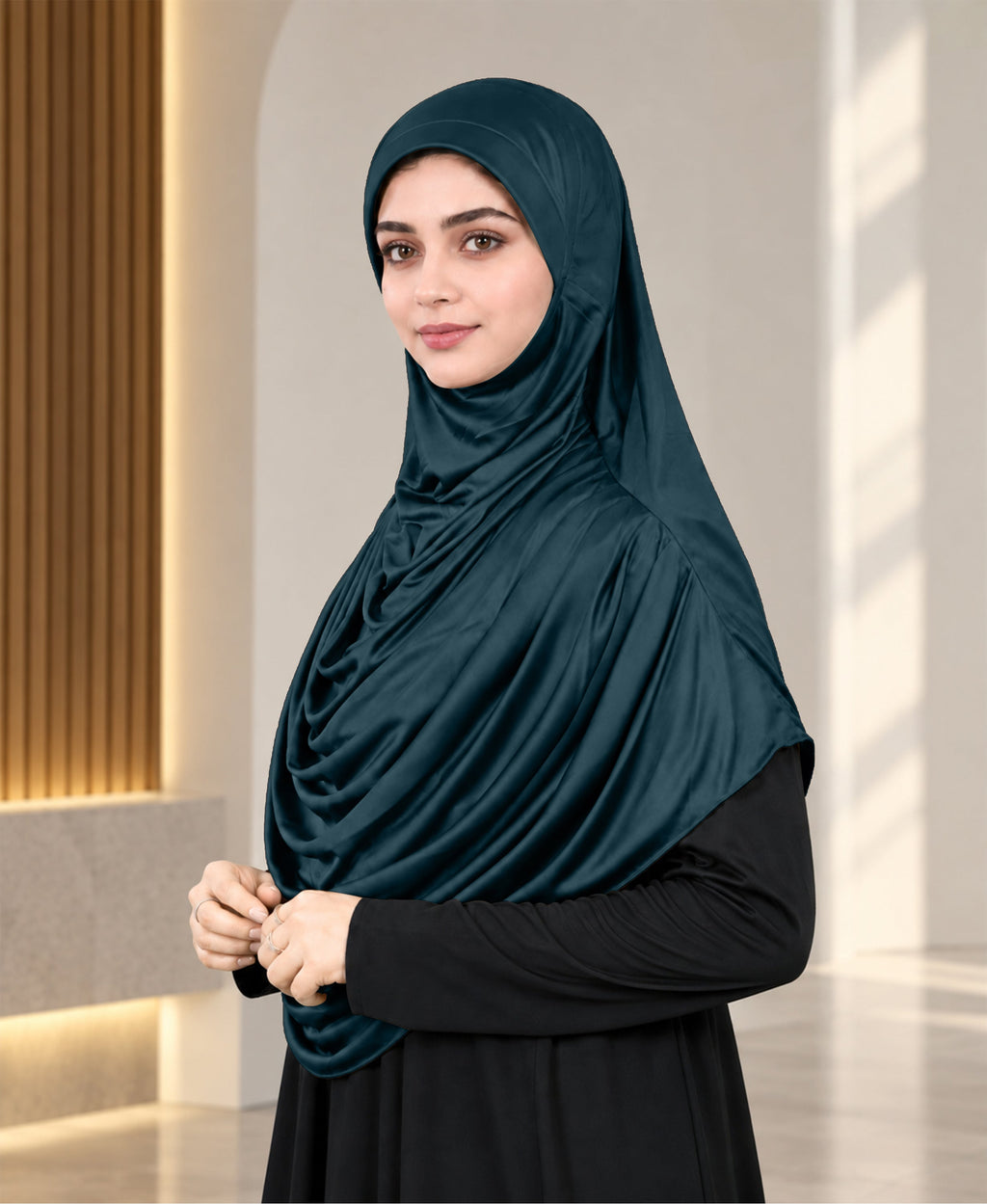 MEHAR HIJAB Faeezah ready-to-wear hijab in Deep Teal