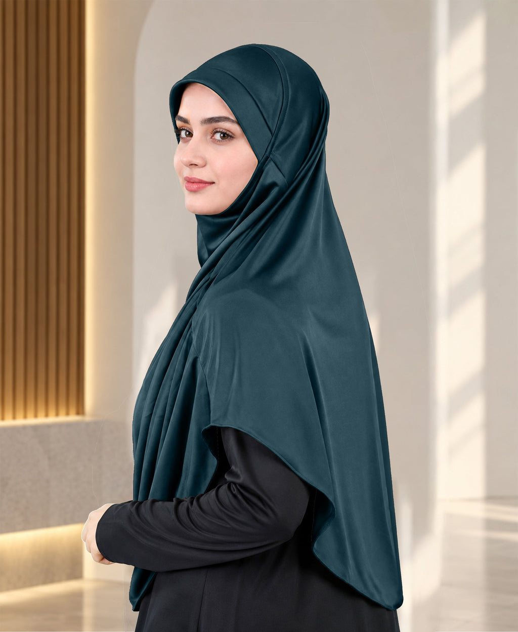 MEHAR HIJAB Faeezah ready-to-wear hijab in Deep Teal