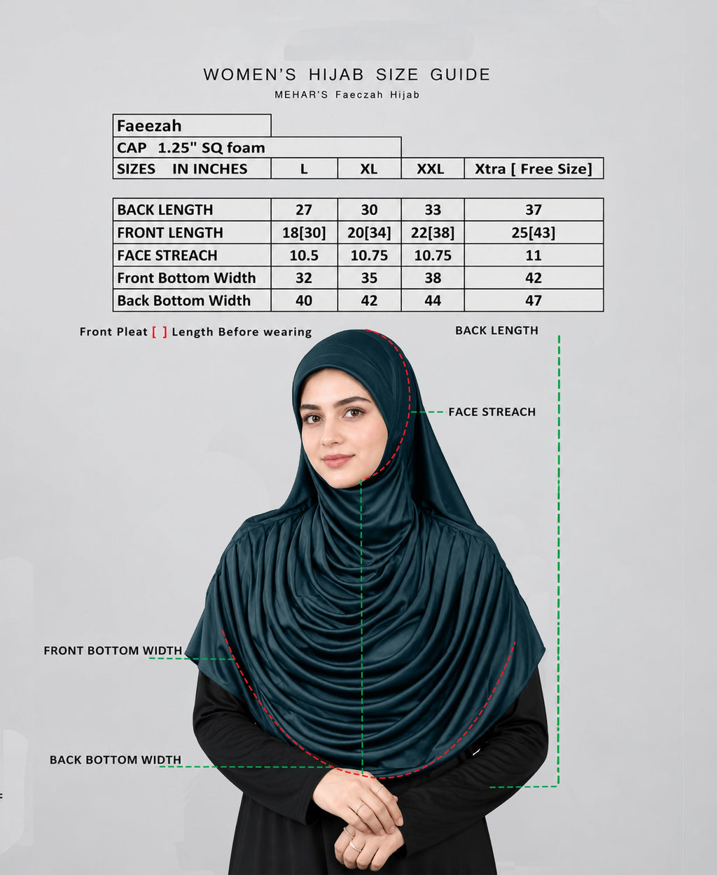 MEHAR HIJAB Faeezah ready-to-wear hijab in Deep Teal