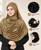 MEHAR Faeezah Hijab New & Improved for Women - Gold / Mauve / Olive / Deep Teal / Bottle Green