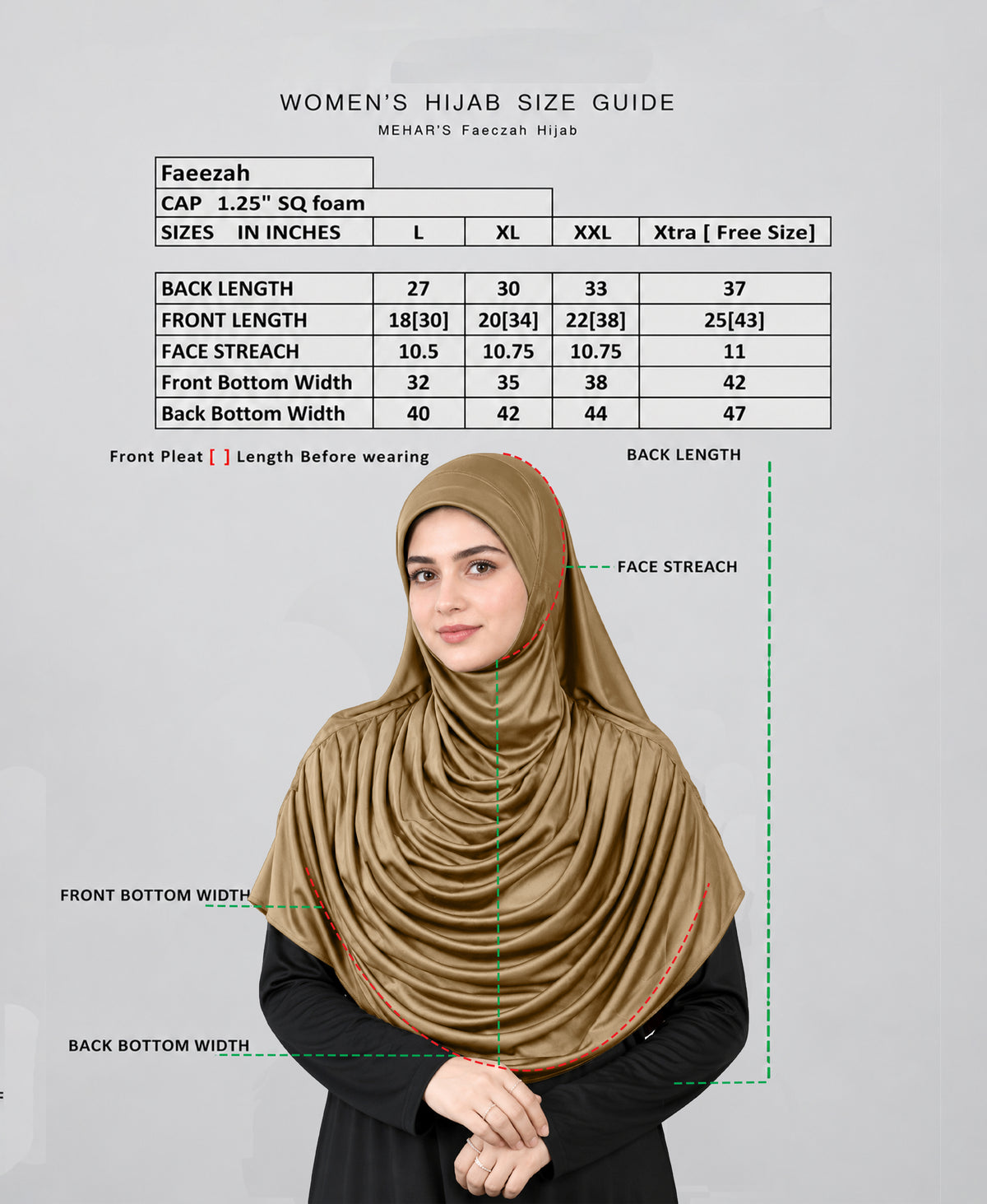 MEHAR Faeezah Hijab New & Improved for Women - Gold / Mauve / Olive / Deep Teal / Bottle Green