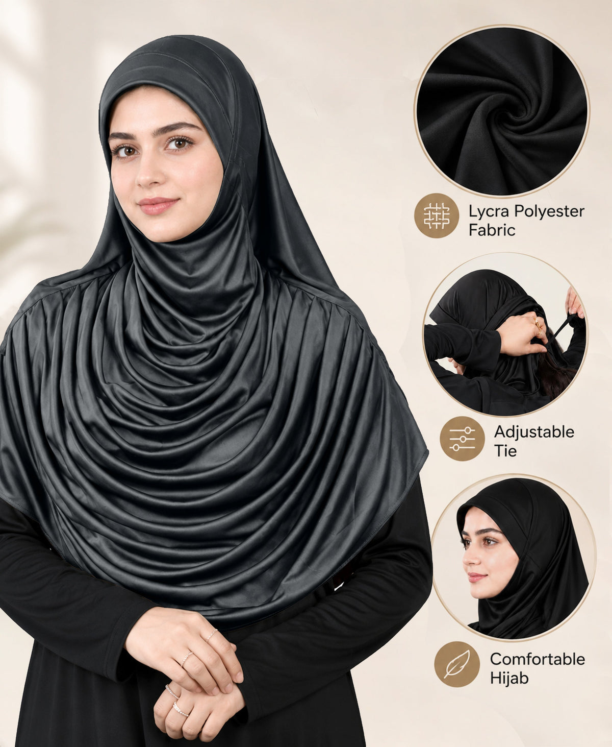 MEHAR HIJAB Faeezah ready-to-wear hijab in Grey