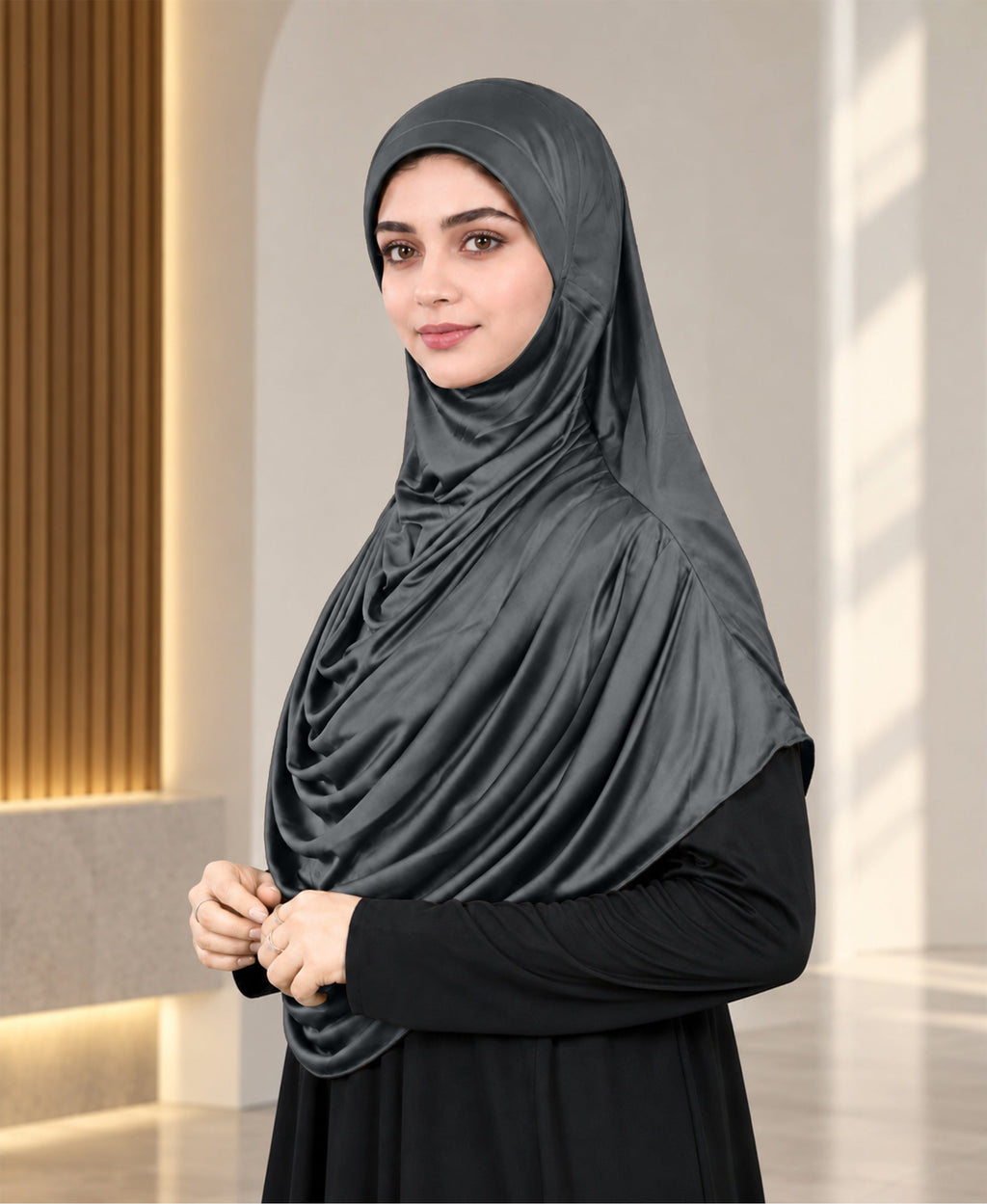 MEHAR HIJAB Faeezah ready-to-wear hijab in Grey