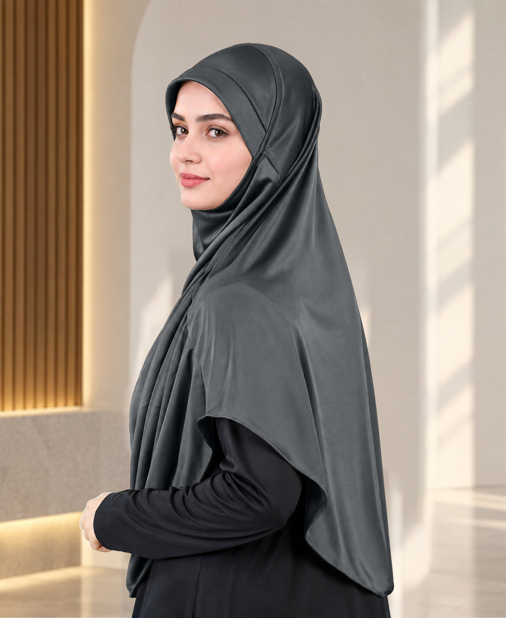 MEHAR HIJAB Faeezah ready-to-wear hijab in Grey