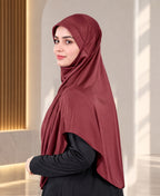 MEHAR HIJAB Faeezah Hijab in Maroon - side profile showing the drape