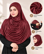 MEHAR HIJAB Faeezah Hijab in Maroon - fabric, adjustable tie and comfort details