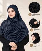 MEHAR Faeezah Hijab New & Improved for Women - Navy / Silver / Grey / Formal Grey / White