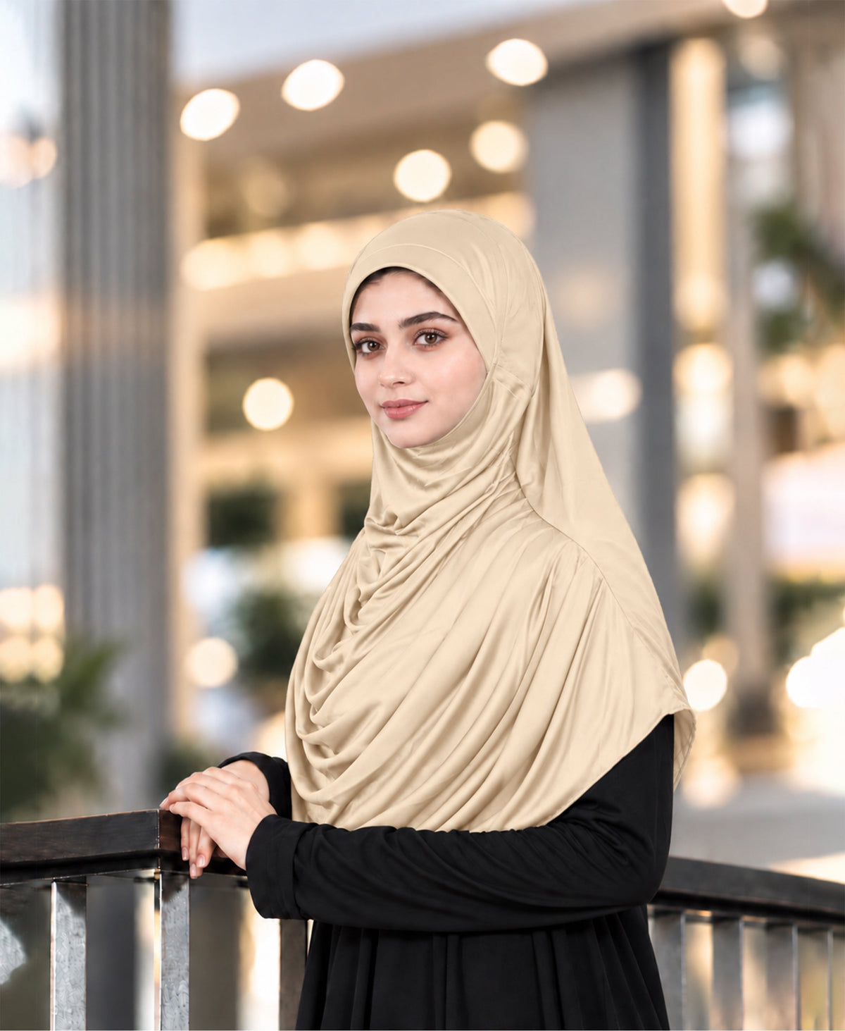 MEHAR HIJAB Faeezah ready-to-wear hijab in Wheat