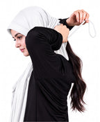 MEHAR HIJAB Faeezah Hijab in White - side profile showing the drape