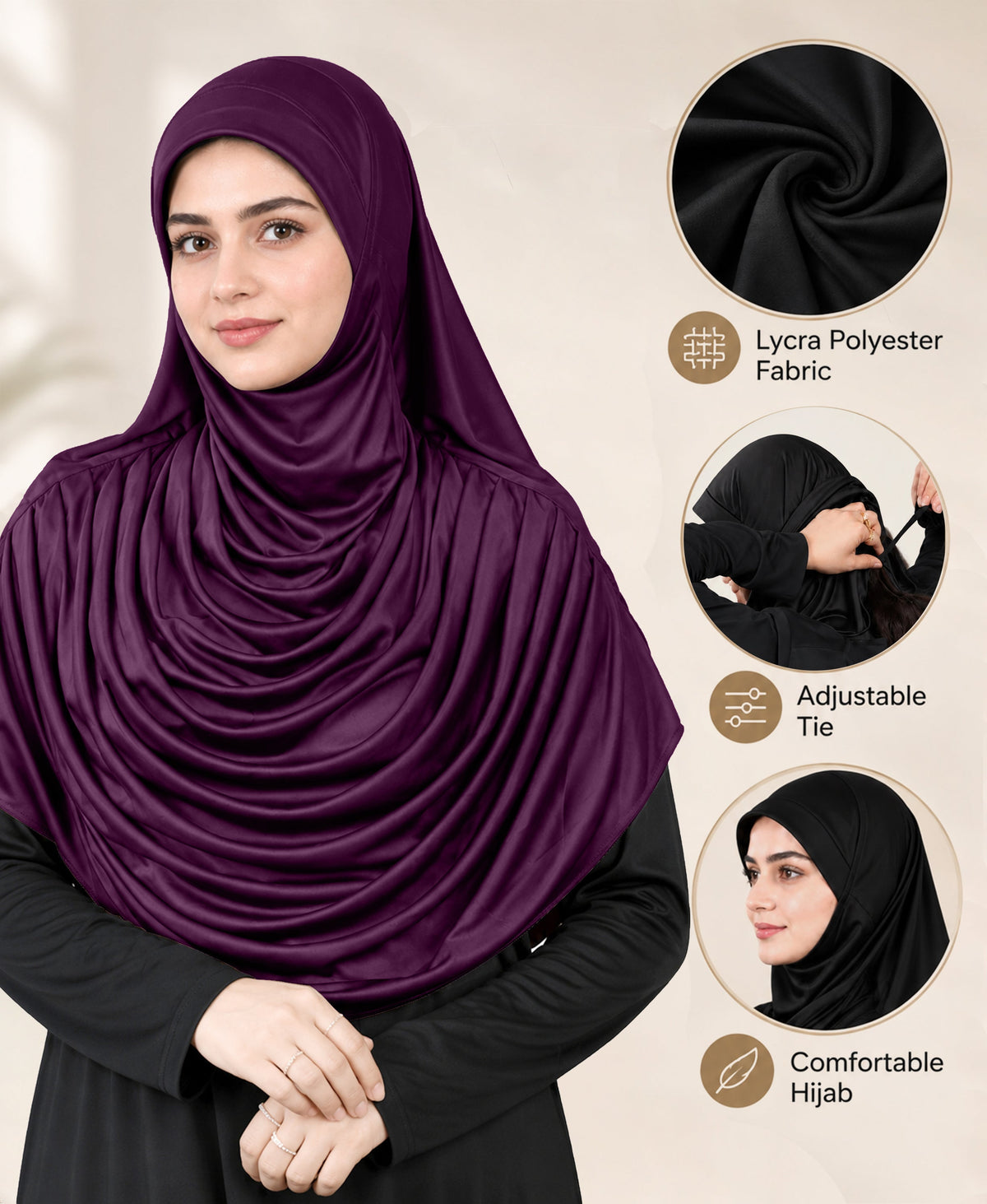 MEHAR HIJAB Faeezah ready-to-wear hijab in Wine