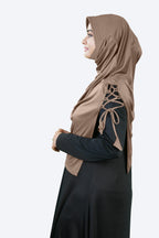 Famya Hijab Elegant Modest Hijab with Lace-Up Shoulder & Stone Embel
