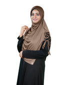 Famya Hijab Elegant Modest Hijab with Lace-Up Shoulder & Stone Embel
