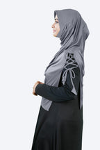 Famya Hijab Elegant Modest Hijab with Lace-Up Shoulder & Stone Embel