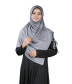 Famya Hijab Elegant Modest Hijab with Lace-Up Shoulder & Stone Embel