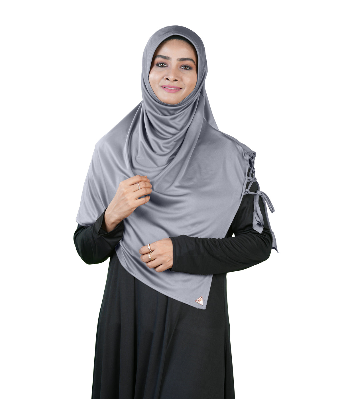 Famya Hijab Elegant Modest Hijab with Lace-Up Shoulder & Stone Embel