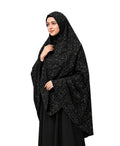 MEHAR Fathima Salafi Printed Hijab for Women – Black Floral Printed Full Coverage Modest Hijab