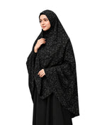MEHAR Fathima Salafi Printed Hijab for Women – Black Floral Printed Full Coverage Modest Hijab