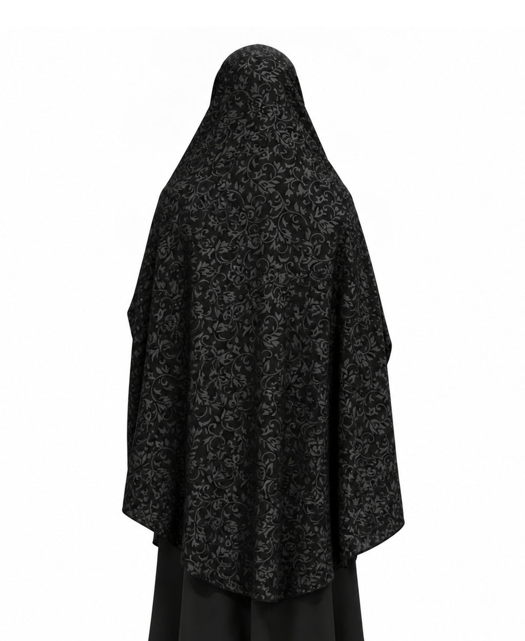 MEHAR Fathima Salafi Printed Hijab for Women – Black Floral Printed Full Coverage Modest Hijab