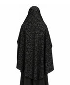 MEHAR Fathima Salafi Printed Hijab for Women – Black Floral Printed Full Coverage Modest Hijab