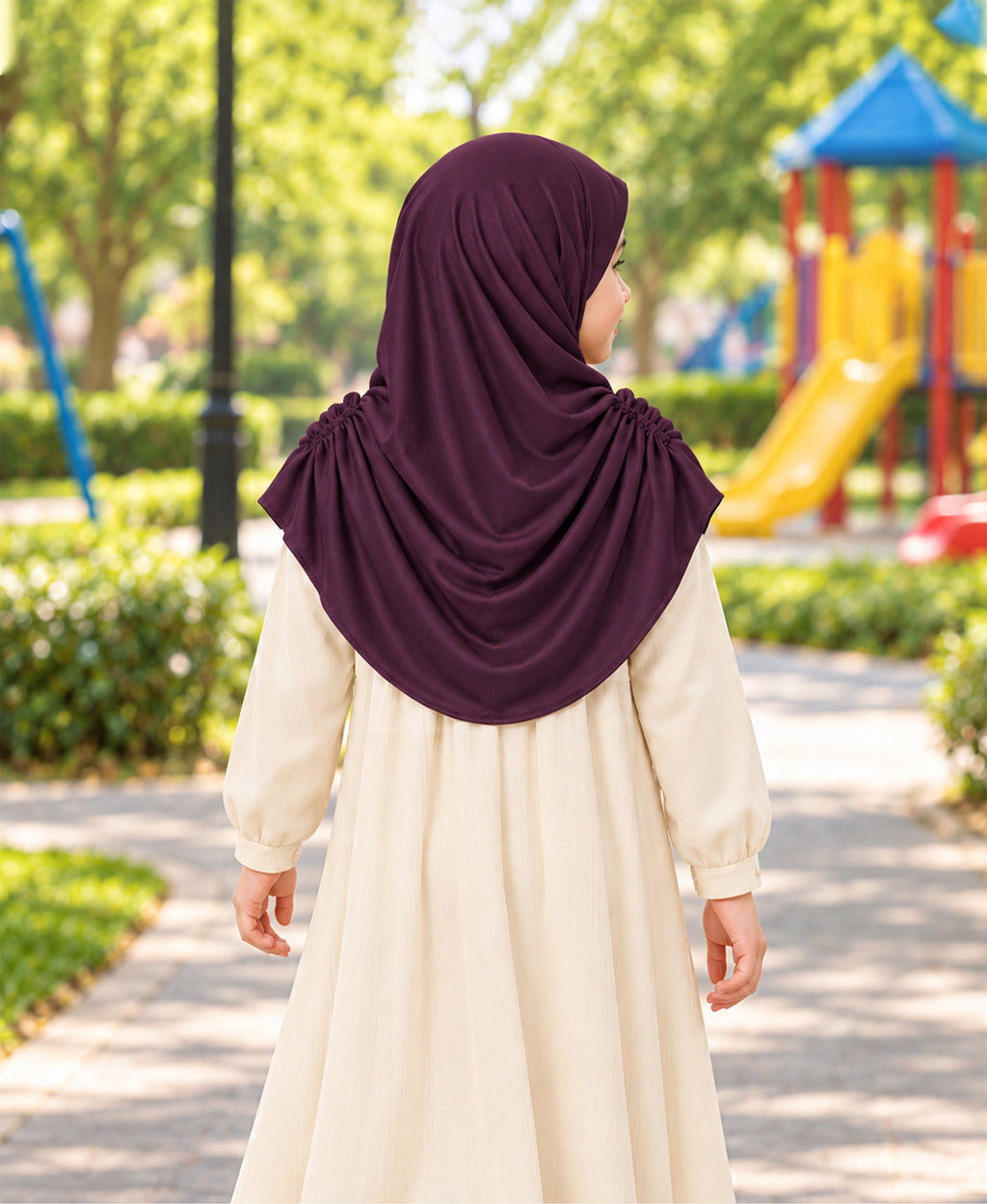 MEHAR Kids Heena Hijab for Girls |Rhinestones & Adjustable Shoulder Ties